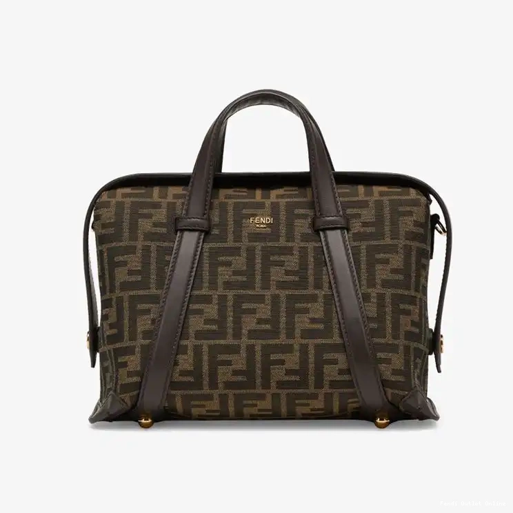 In FF Motif Boston Medium Fendi 365 Bag Fabric Brown 0427